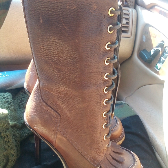 Tory Burch Women's Brown Tall Leather Boots - Picture 3 of 7